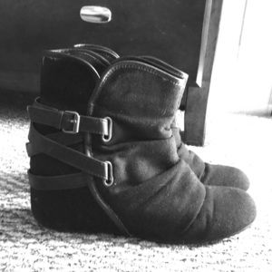 Aldo Black Wedge Ankle Boot